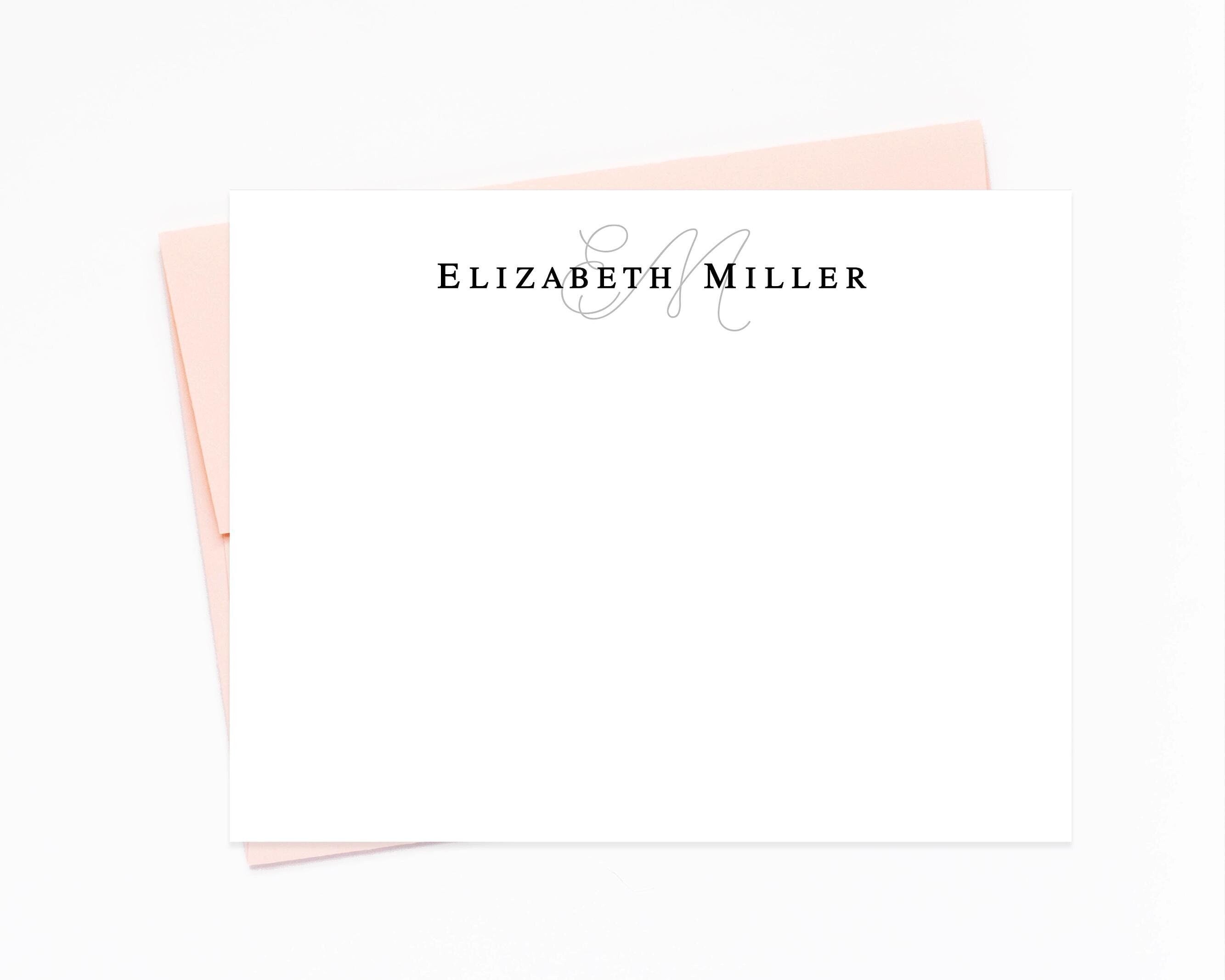 Monogram Modern Stationary Notecard, Simple Business Stationery with Monogram, Custom 2 Letter Monogrammed Notes for Letter Writing