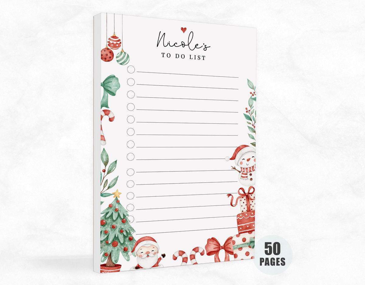 Personalized Santa Stationery Planner Notepad, Holidays Stationery Memo Pad with Santa and Christmas Tree Holiday Planner