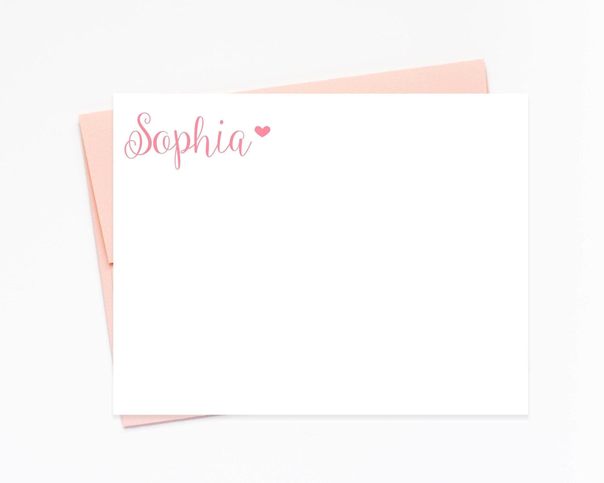 Personalize Stationary For Kids, Cute Children Stationery with Heart, Personalized Kid Gift Idea, Stationery Card Set for Her with Envelope
