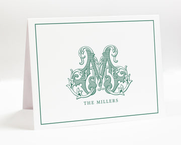 Personalized Simple Folded Stationary for Thank You Cards, Family Monogram Note Card With Envelopes, Wedding Thank You Cards, Wedding Gift