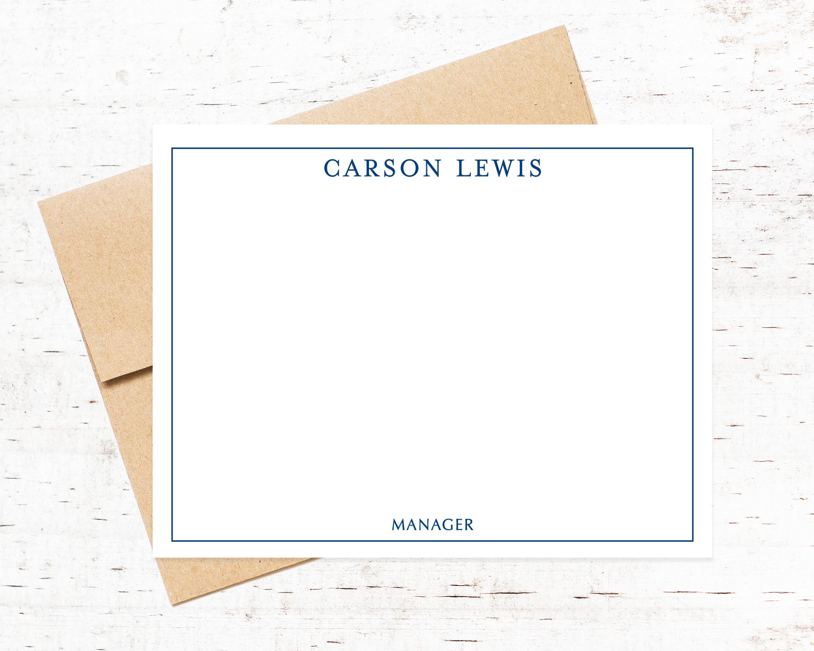 Personalized Stationary Notecards with Border, Graduation Thank you Notes for Him, Bordered Modern Stationary For Him, Thank you Flat Cards