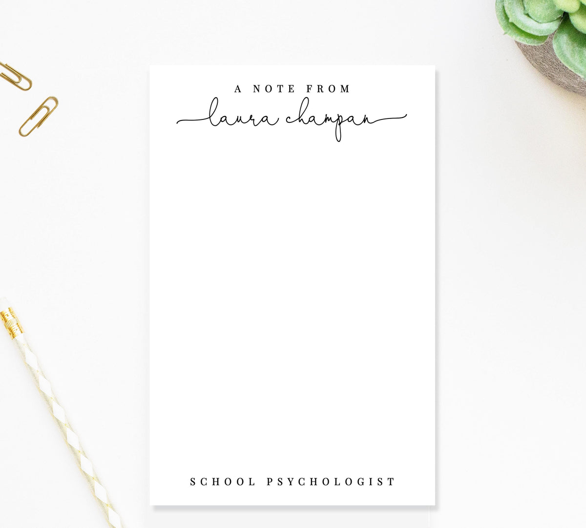 Personalized Script Notepad with For Art Teacher, End of Year School Appreciation Stationary Gift, To Do Social Work List Notepad