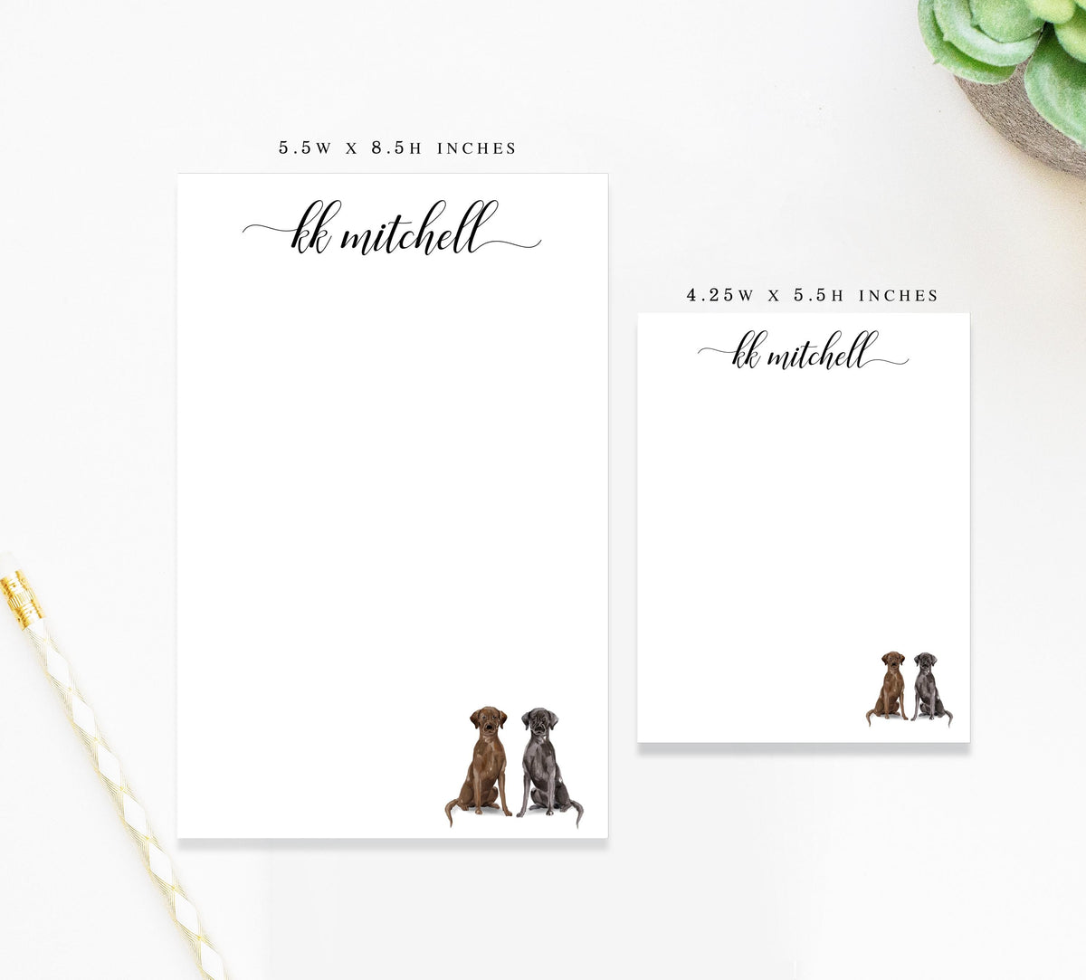 Personalized 2 Dog Notepad Stationery, Notepad with Two Dog Notes, Custom Notepad Gift, Paper Gift, Dog Lover Gift For, Personalized Notepad