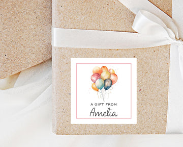 Personalized A gift From Gift Tag with Balloon Design Sticker Enclosure Cards for Gift, Birthday Present Tag