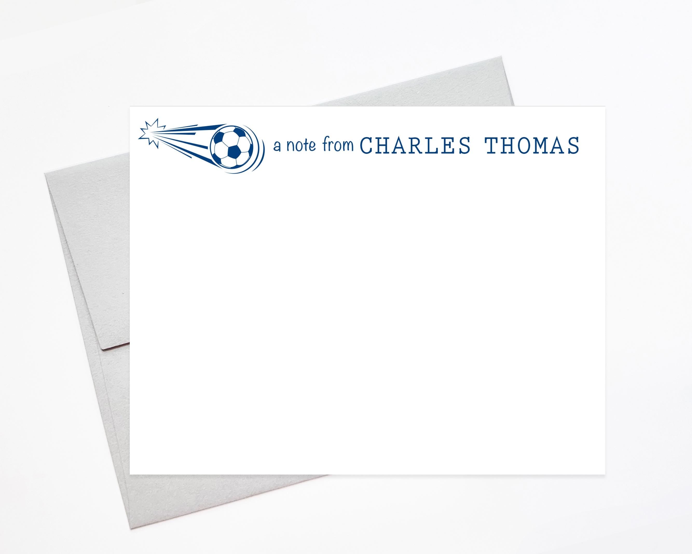 Personalized Stationery Set For Boys Kids, Custom Soccer Stationary with, Gift for Grandkids, Personalized Gift for Girls, Sports Stationery
