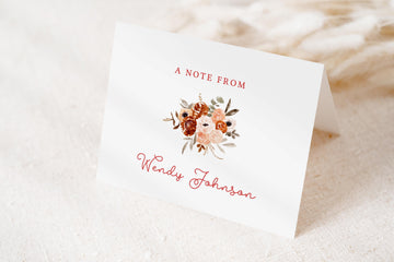 Personalized Fall Floral Notecard Set: Autumn Stationery with Envelopes