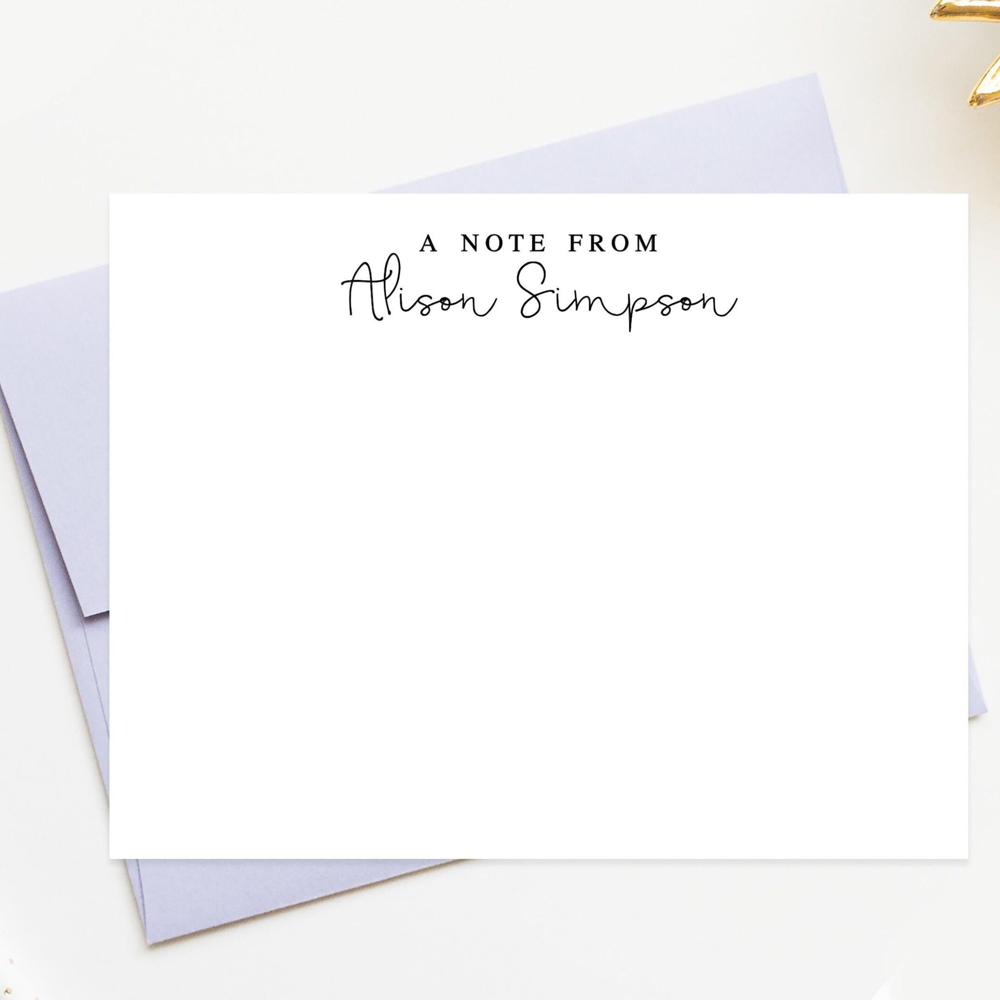 A Note From Calligraphy Script Personalized Stationery Card Design