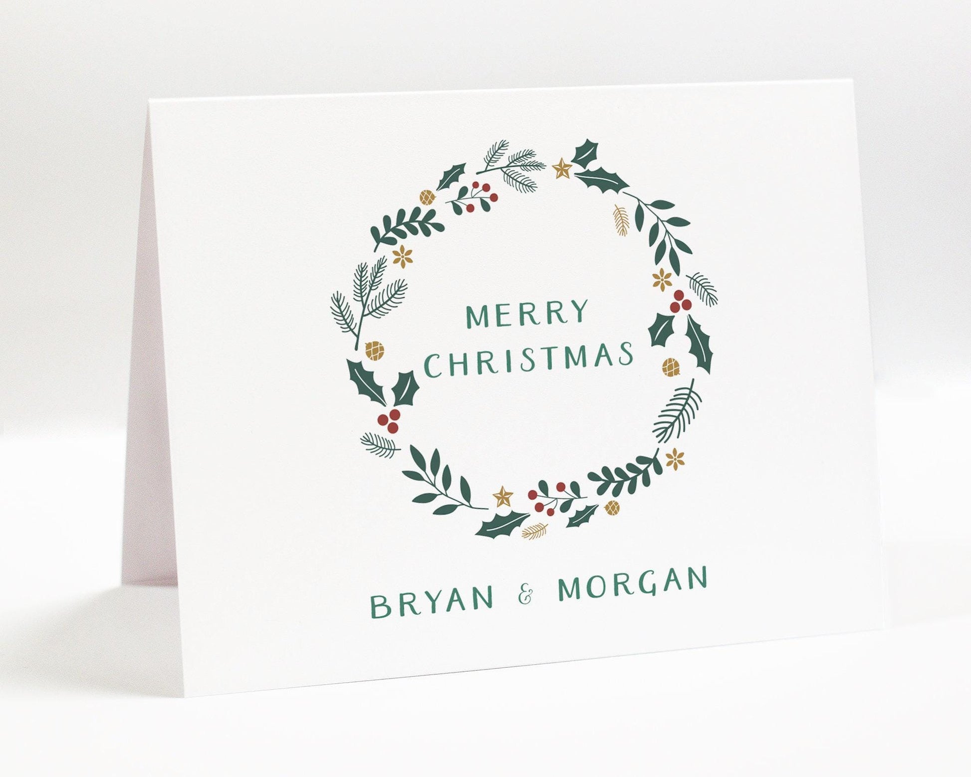 Personalized Merry Christmas Greeting Card Set, Custom Holiday Stationery for Family Notes, Thank You Cards with Envelopes for The Holidays