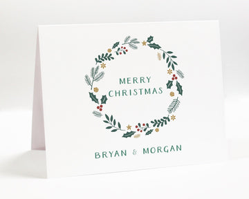 Personalized Merry Christmas Greeting Card Set, Custom Holiday Stationery for Family Notes, Thank You Cards with Envelopes for The Holidays