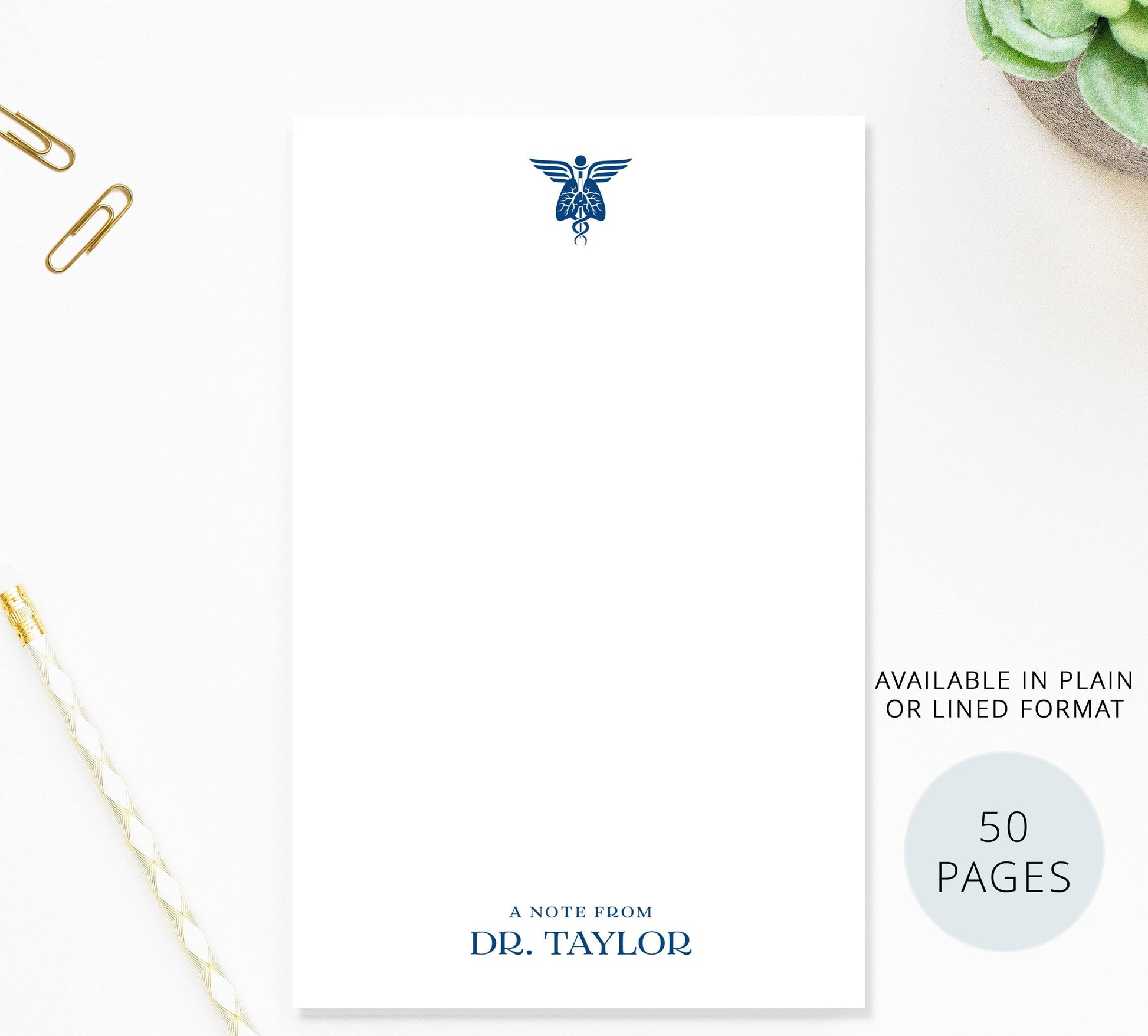 Personalized Respiratory Notepad, Custom Gift for Doctor, Memo Pad Custom Stationery