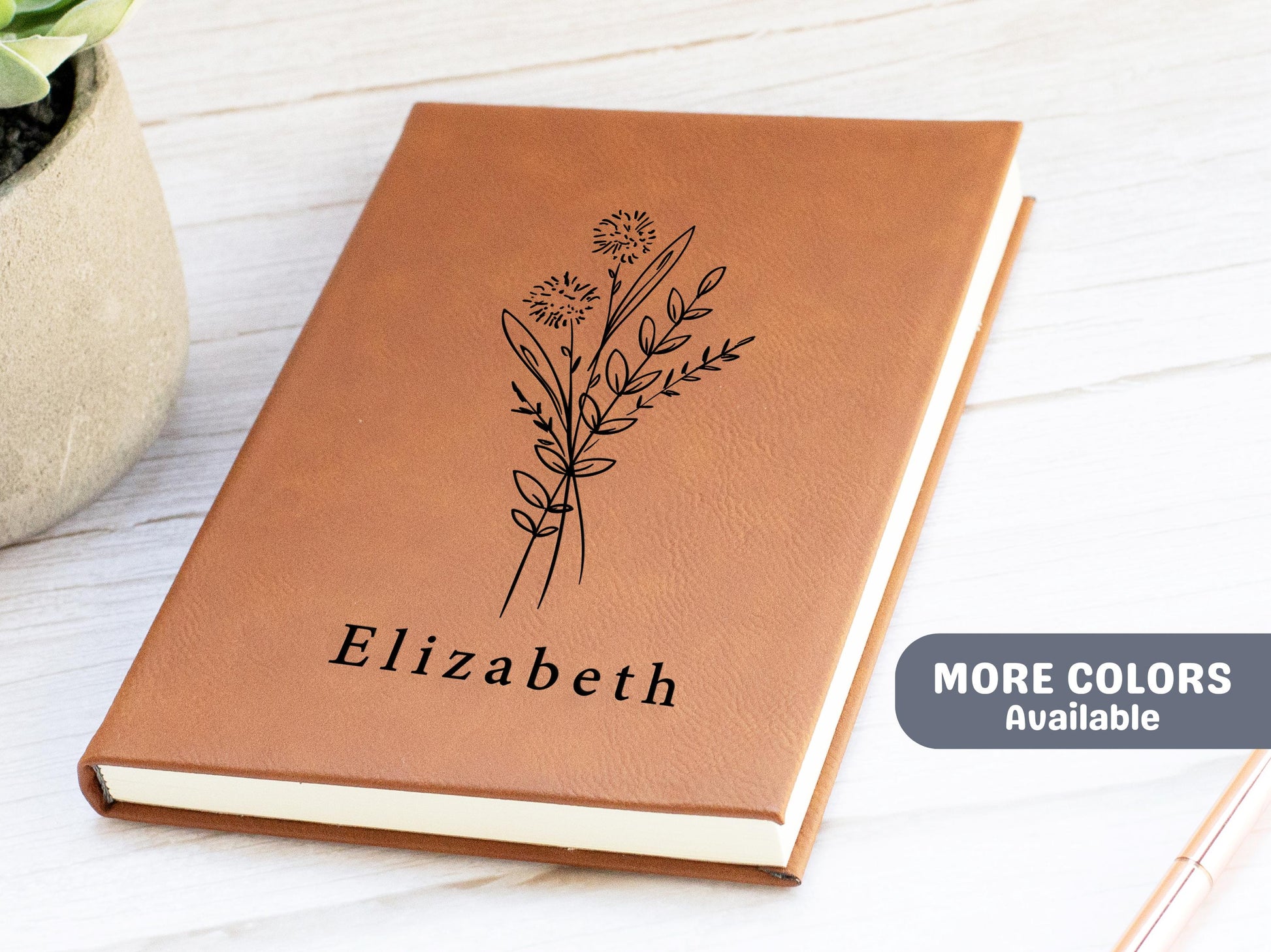 Personalized Journal for Women with Custom Name and Floral Design, Personalized Bridesmaid Gifts, Book For Employee Appreciation