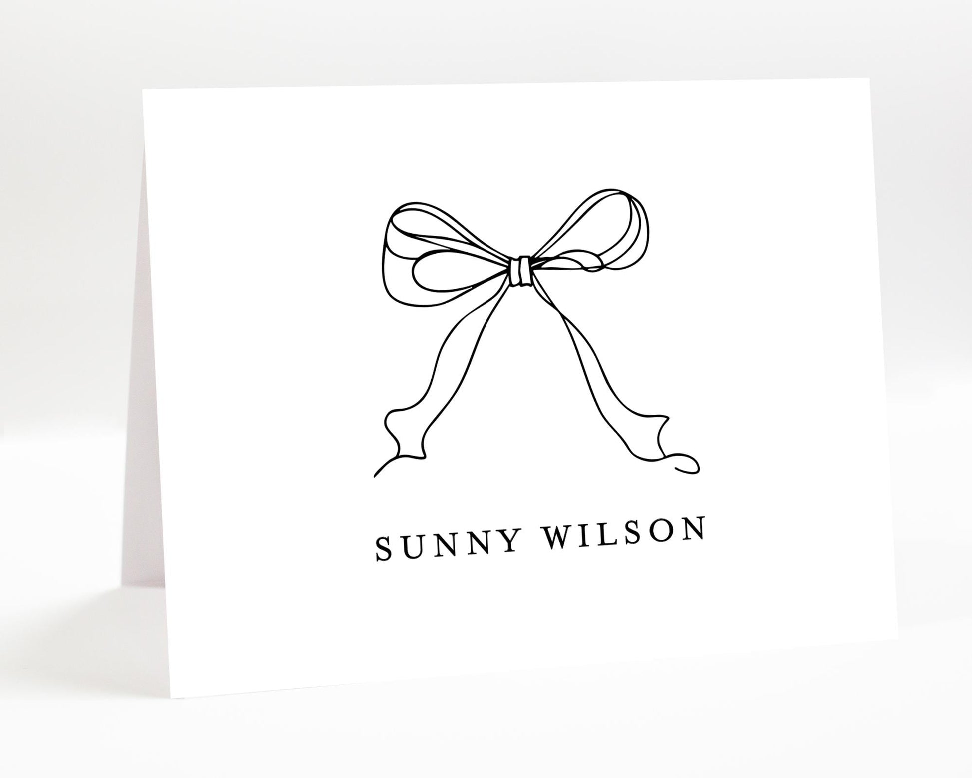 Personalized Bow Folded Card Thank You Stationery, Folded Card for Thank you Letter, Minimalist Thank You Note, Folded NoteCard for Family