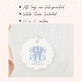 Personalized Monogram Scallop Gift Tags, 2.5x2.5 inch Circle Hanging Tag, Printed and Shipped Tags, 12 Tags for Holiday Party Favor