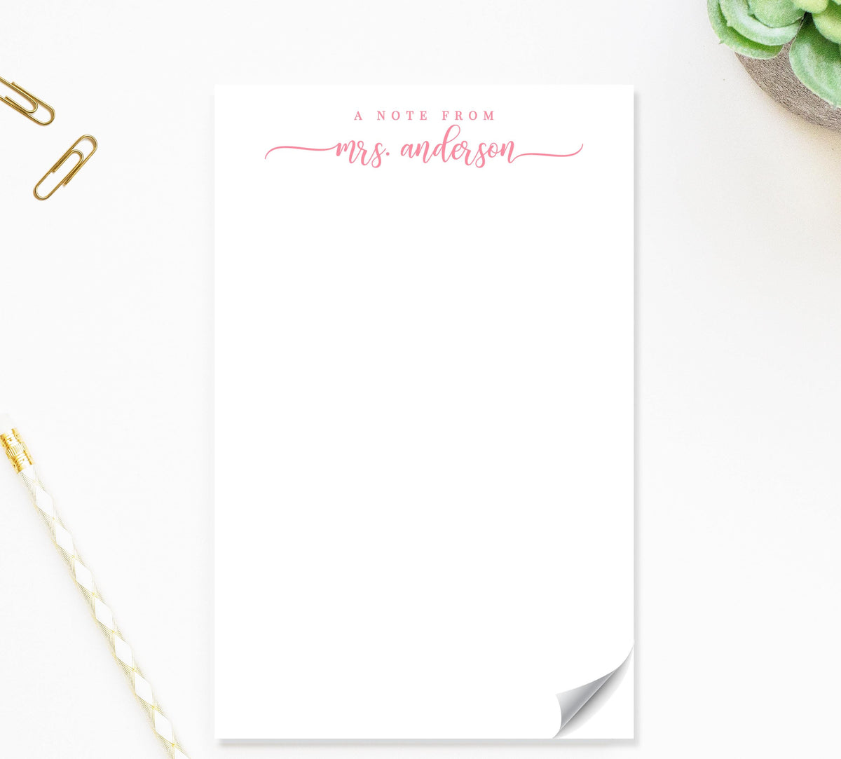 Personalized Notepad With Script Text Gift For Teacher, Notepad for Guidance Counselors, End of Year School Appreciation Stationary