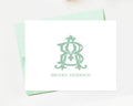 Personalized Monogram Folded Greeting Cards Set, Customized Monogrammed Stationary for Hand Written Thank You Notes Pack of 10