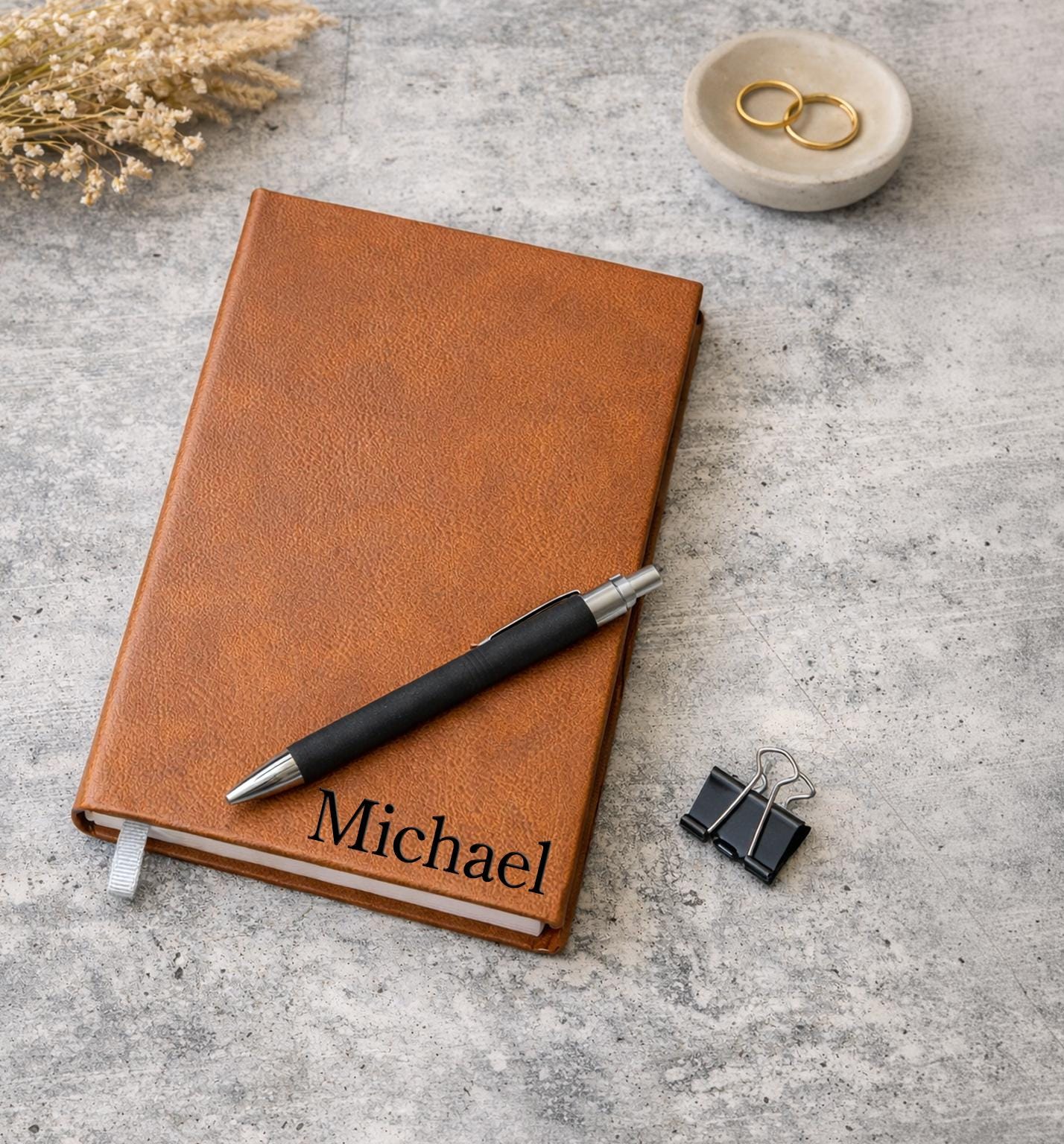 Custom Faux Leather Journal, Personalized Name Notebook, Engraved Gift for Men or Women, Business Gift, Graduation and Promotion Gift Idea