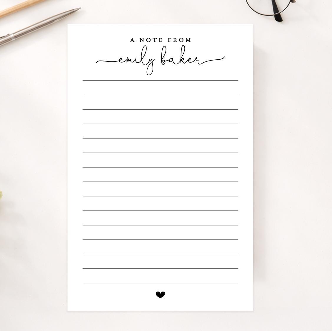 Personalized Custom Notepad with Script Text, To Do List Gift For Her, Handmade Notepad For Girls, Personalized Teacher Lined Office Notepad