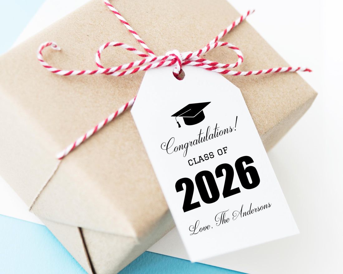 Personalized Graduation Gift Tags, Class of 2026 Tags, Custom Congrats Labels, Graduation Party Favor Tags, Senior Graduation Gift