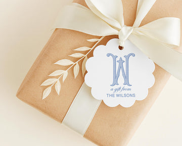 Custom Monogram Scallop Gift Tags for Family