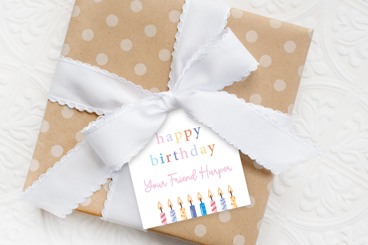 Personalized Multicolor Colorful Happy Birthday Sticker with Candles Design