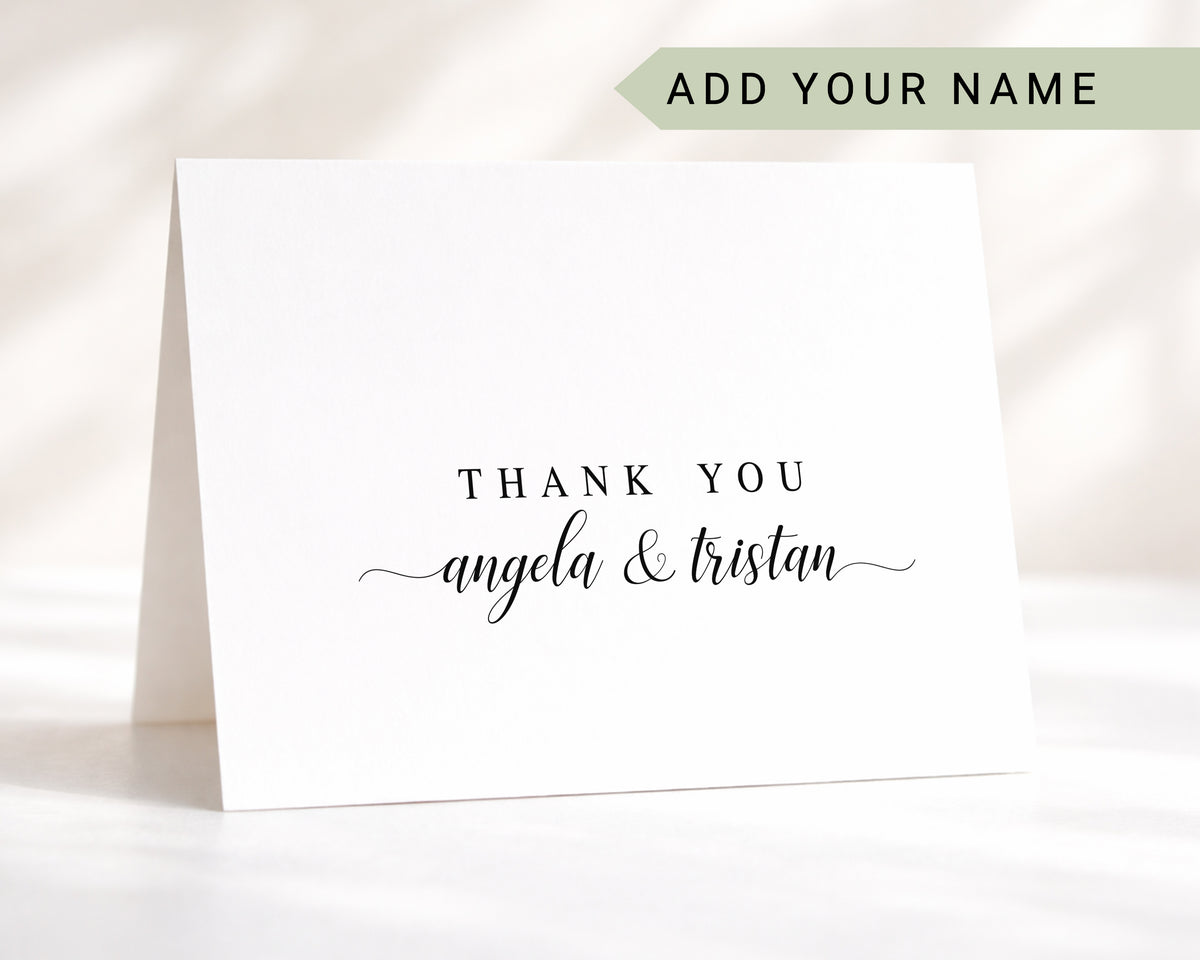 Folded Note Card And Envelope, Personalized Greeting Thanks Note, Custom Couples Thank you Wedding Gift Card Stationery, Folded Stationary
