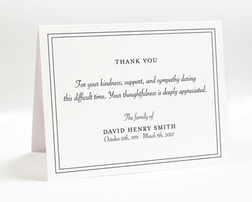 Personalized Formal Funeral Thank You Notecards, Sympathy Acknowledgement Cards Envelopes, Folded Traditional Bereavement Stationery