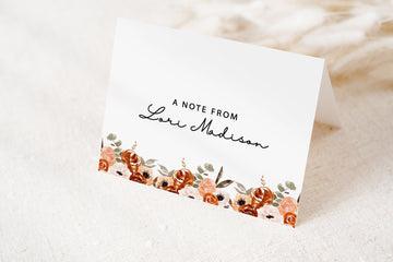 Personalized Floral Stationery Set: Autumn Note Cards with Envelopes