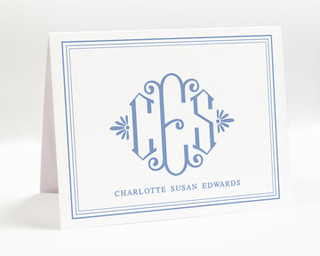 Personalized Monogram Thank You Cards: Elegant Folded Stationery Set