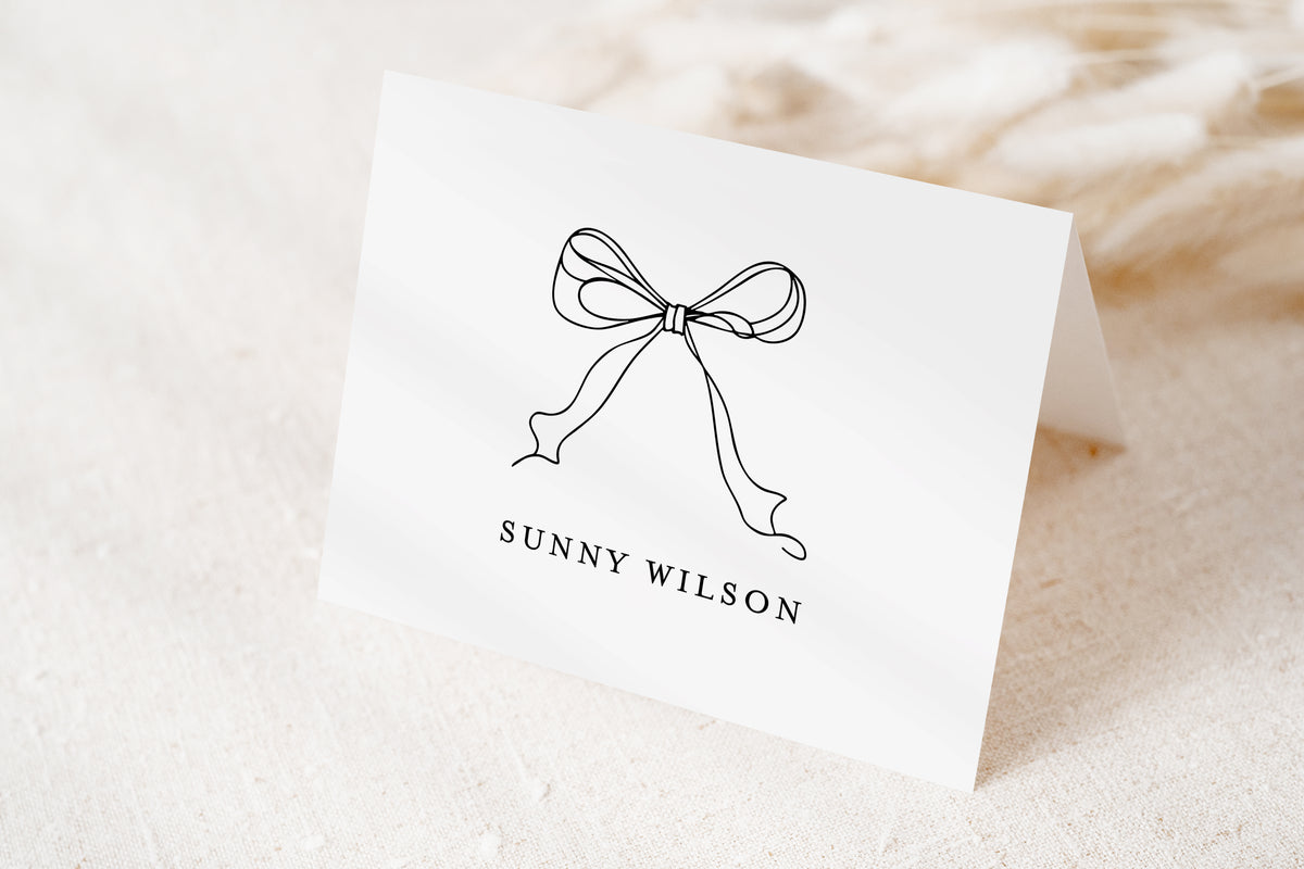 Personalized Bow Folded Card Thank You Stationery
