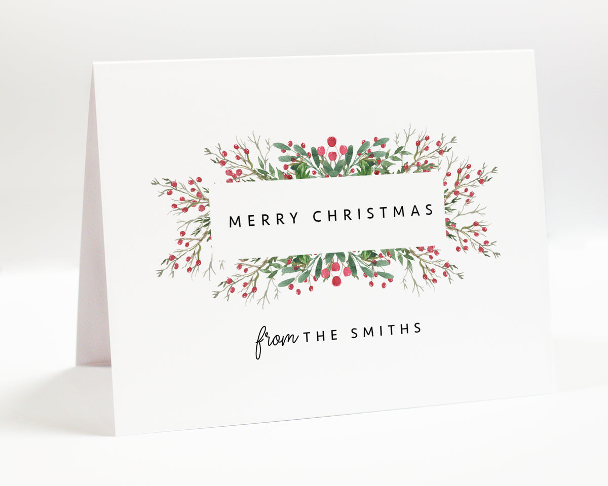 Personalized Merry Christmas Holidays Greeting Card Set
