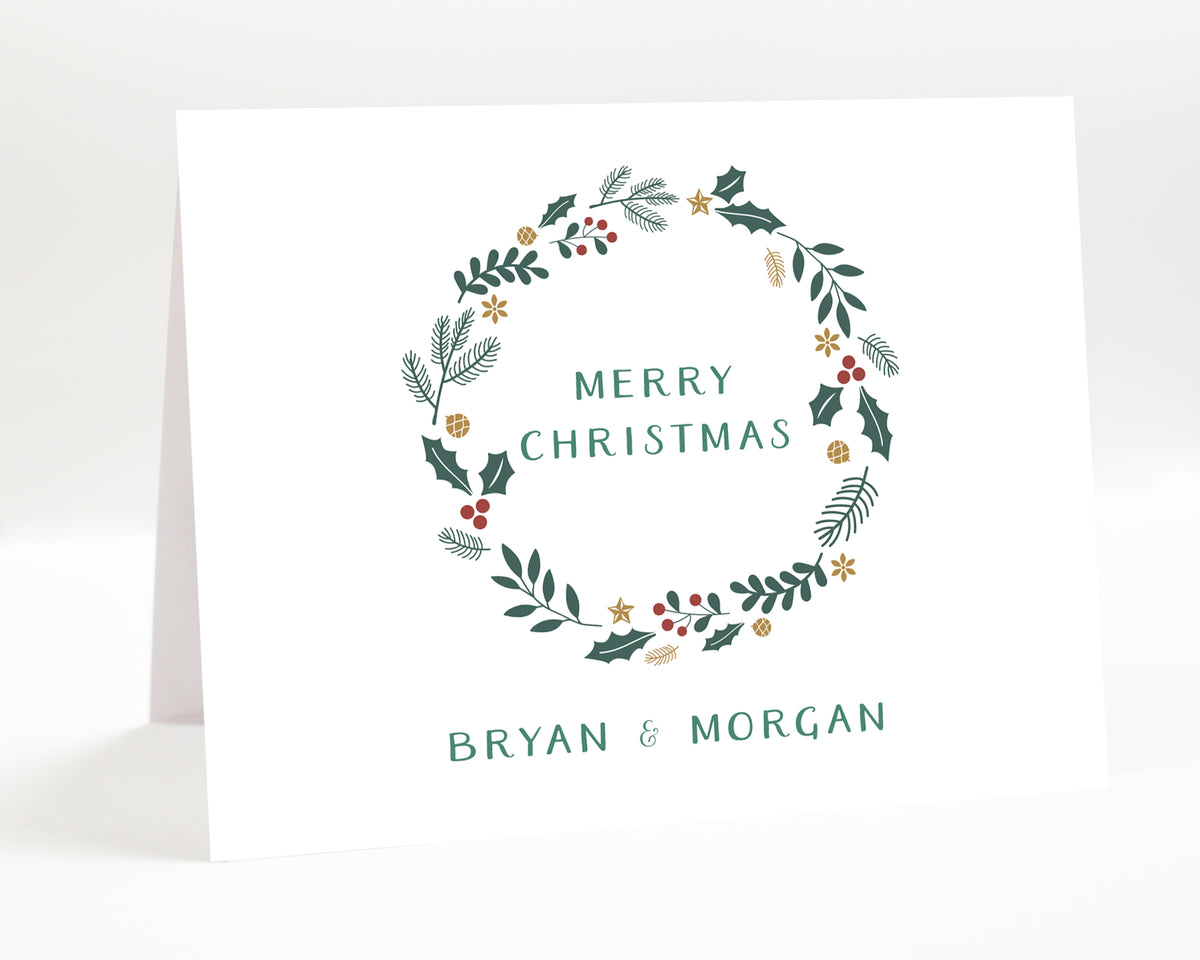 Personalized Merry Christmas Greeting Card Set