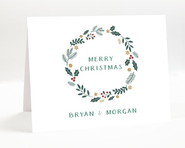 Personalized Merry Christmas Greeting Card Set