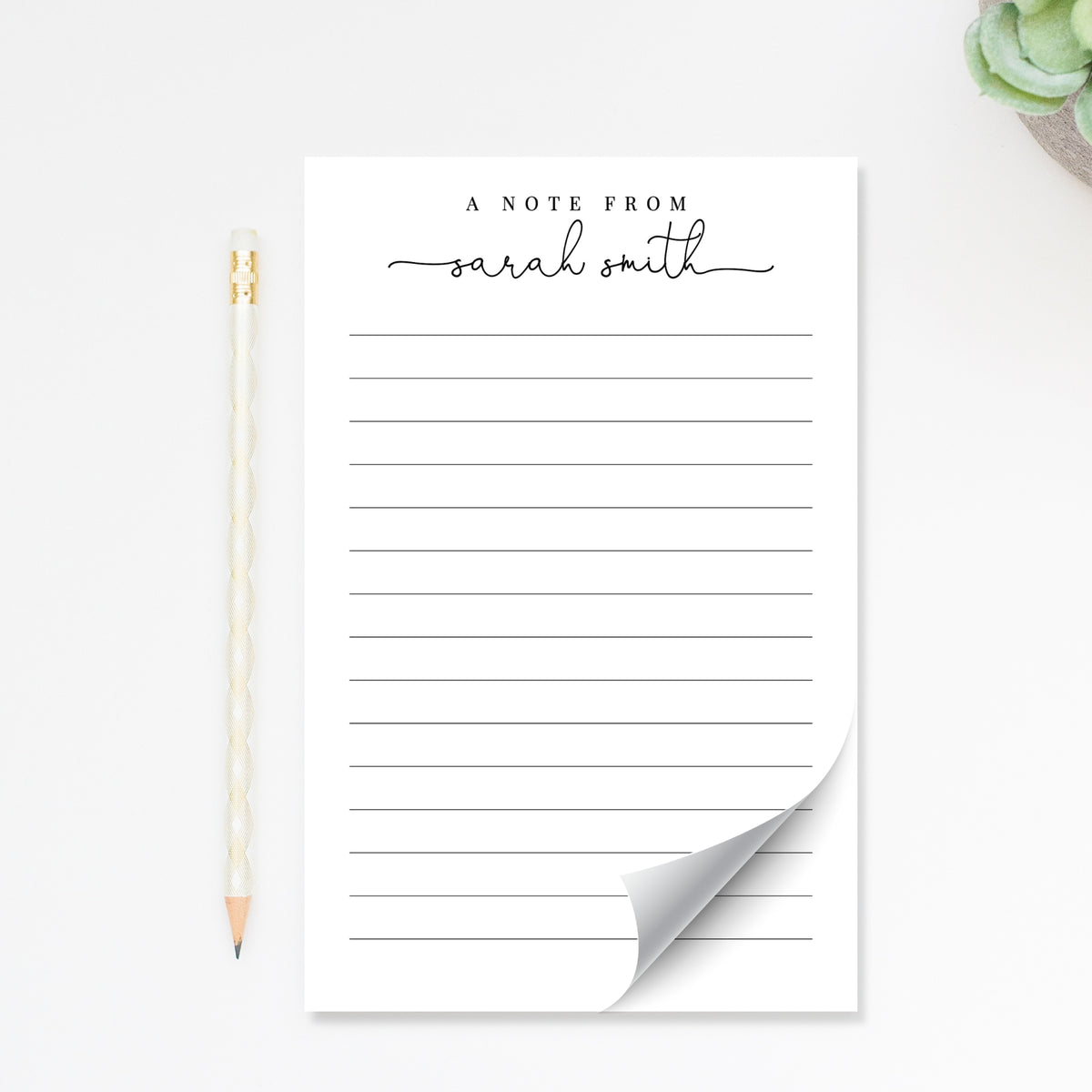 Script Personalized Notepad, Personalized Notepad Gift for Writers, Simple and Elegant Notepad, Customized Notepad Stationery Under 25