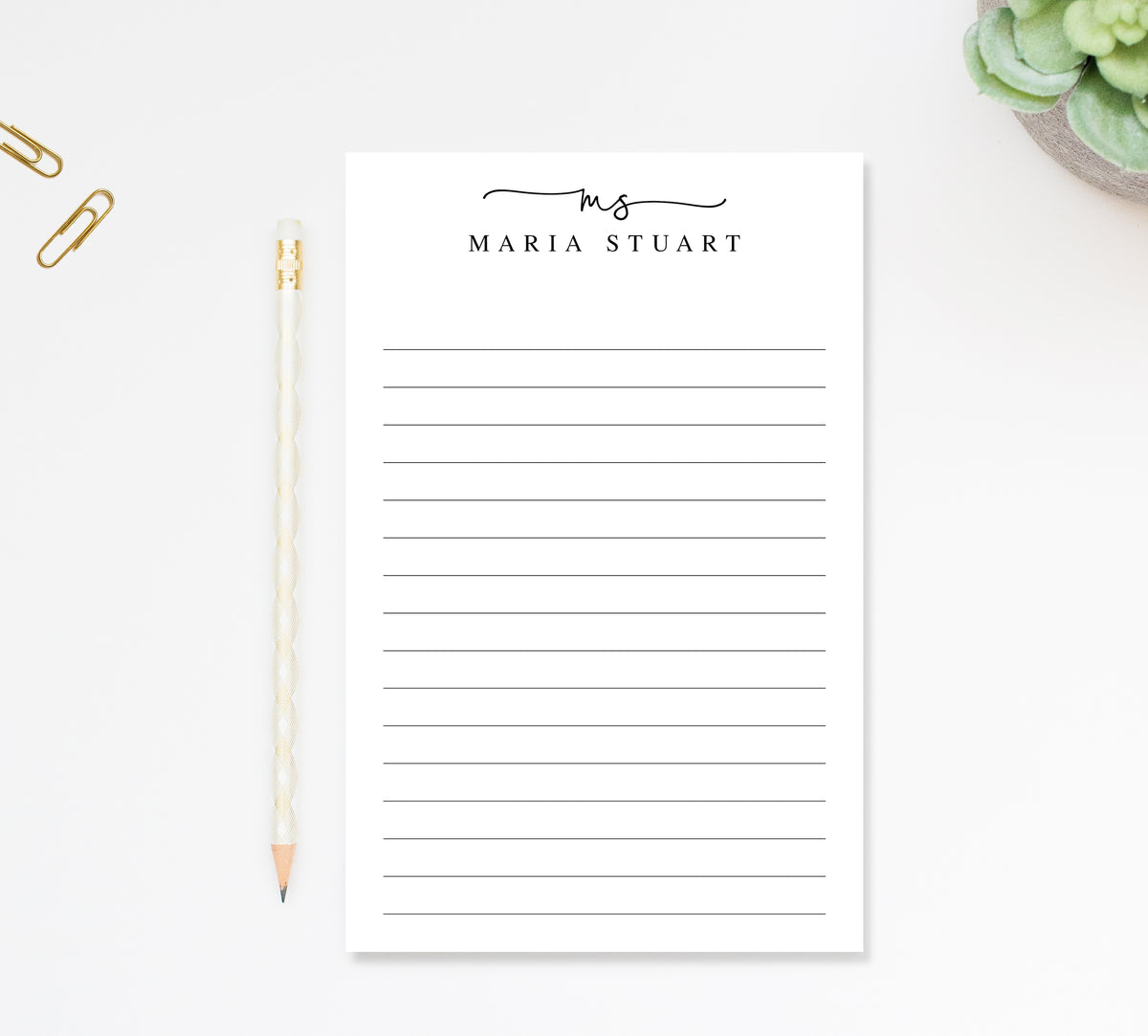 Monogram Script Personalized Notepad Gift for Writers