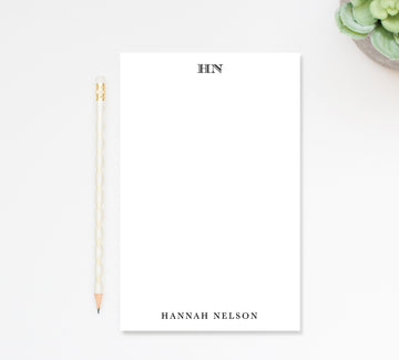 Personalized Monogram Center Notepad, Stationary Note Pad, Classic Notepad Set, Monogrammed Notepad Gift, Custom Notepad with Monogram