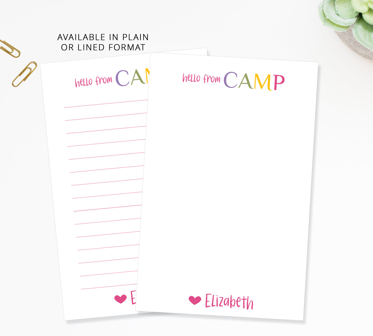 Personalized Camp Notepad – Custom Stationery for Kids | Lined, Chipboard Backed