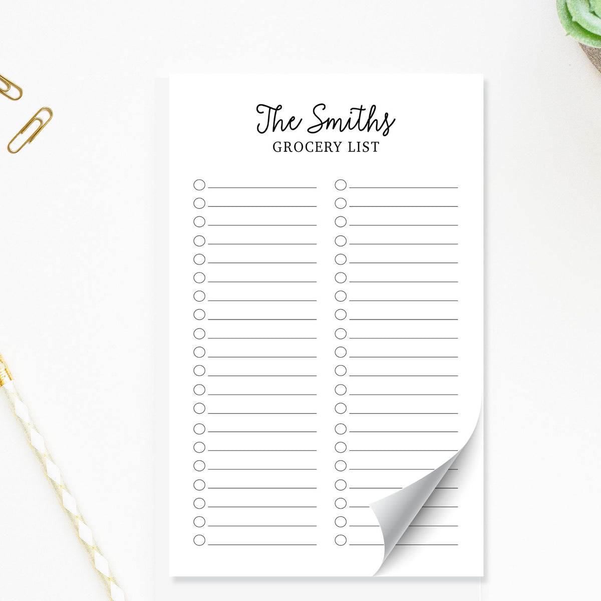 Personalized Minimalist Grocery List for Family