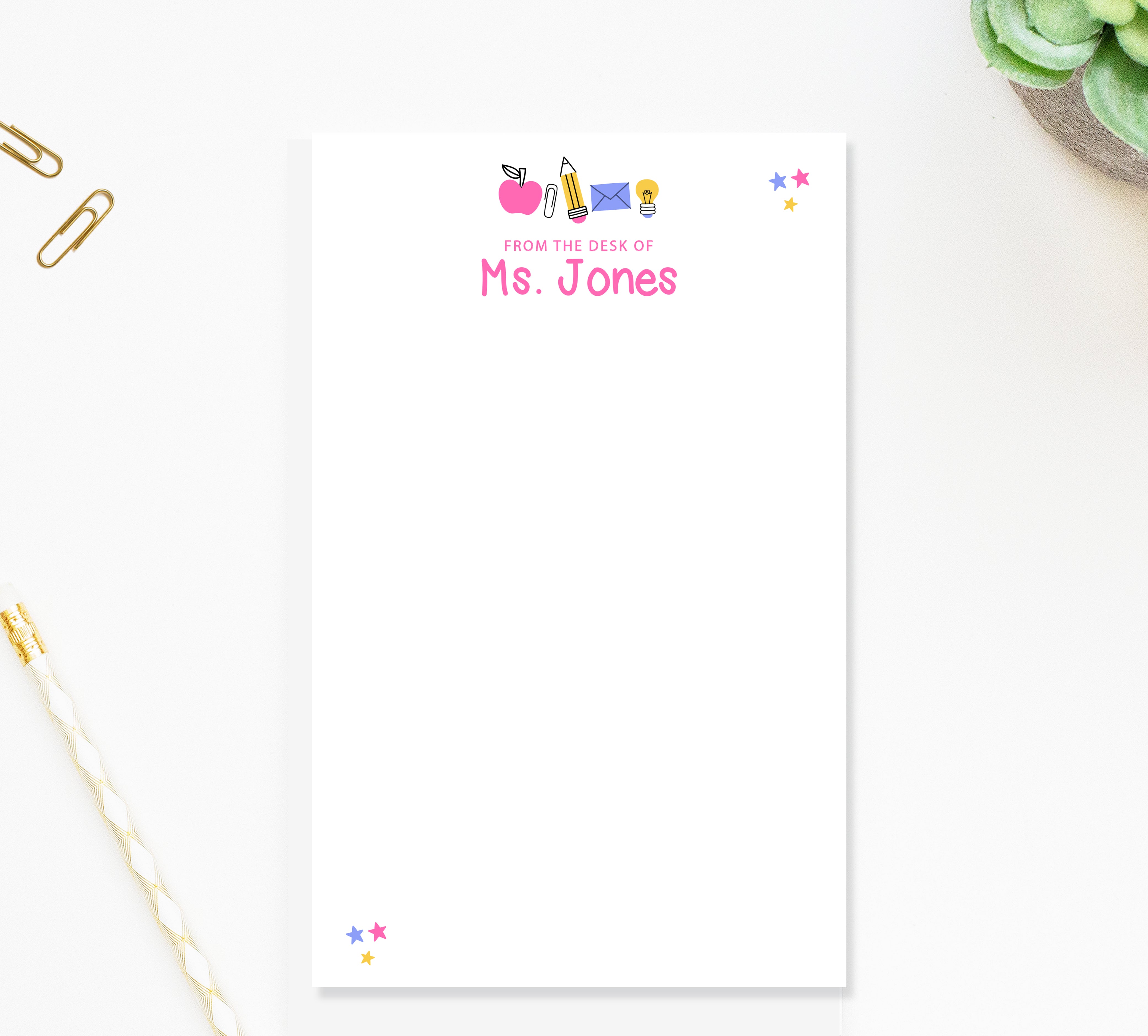 Personalized Teacher Notepad Gift, Colorful To Do List for School Notes, Custom Teacher Notepad, Teacher Appreciation, Writing Pad