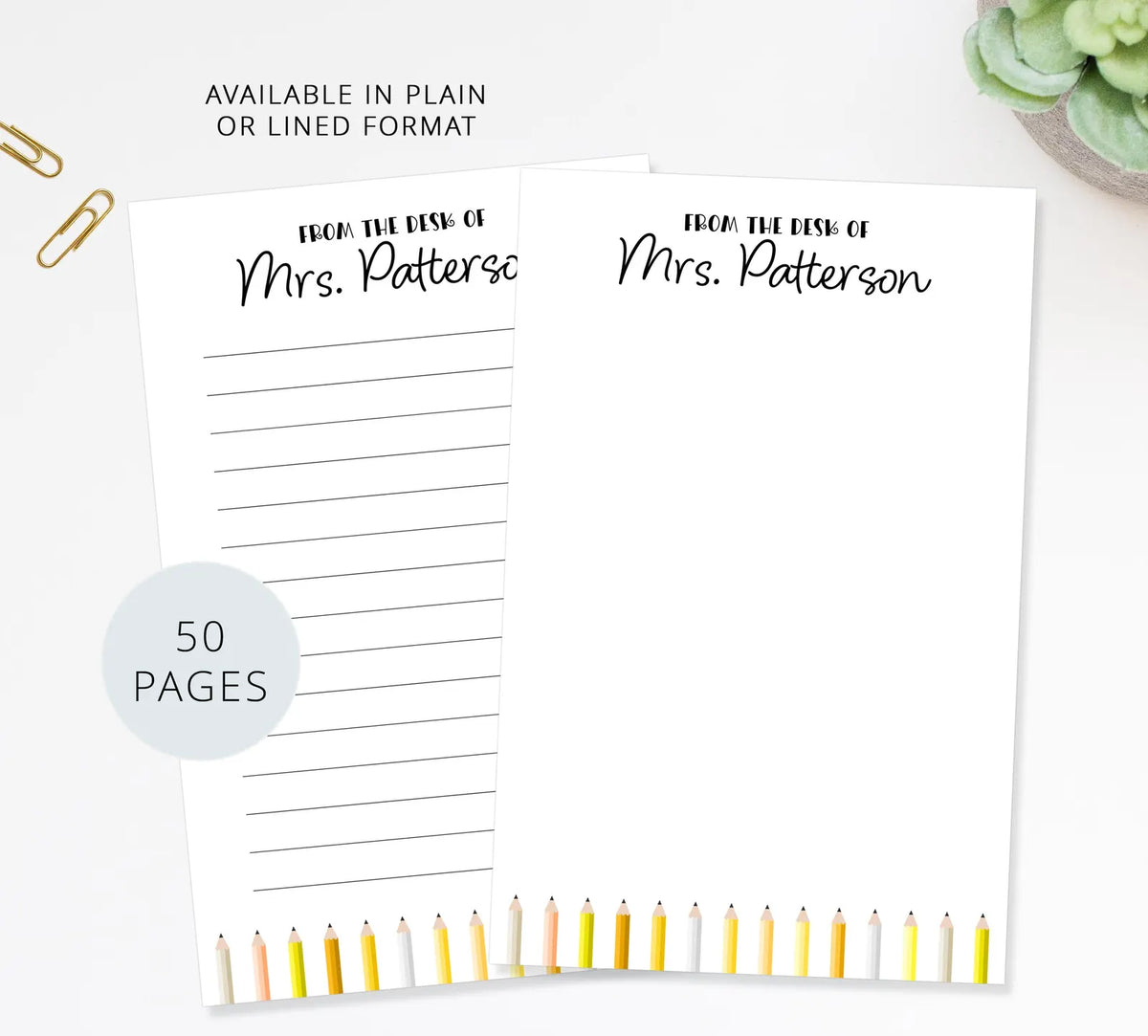 Personalized Teacher Notepad Gift for Teacher, Custom Stationary Gift for Friend, Customized Stationary for Teacher Appreciation