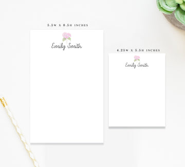 Personalized Pink Hydrangea Notepad