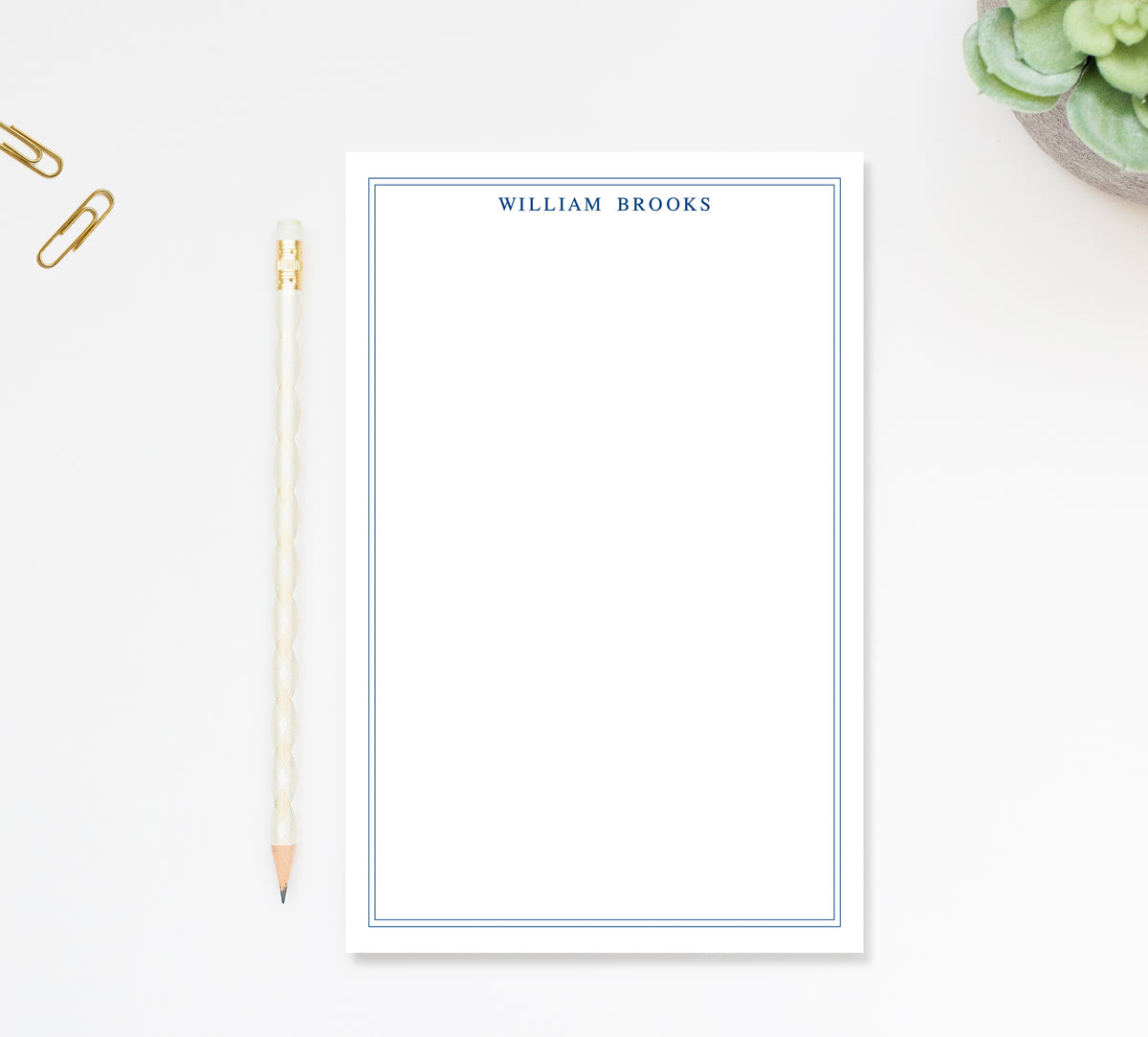 Personalized Bordered Notepad for Notes, Desk Pad for Business, Custom Stationary Gift for Him, Notepad Stationery Under 25