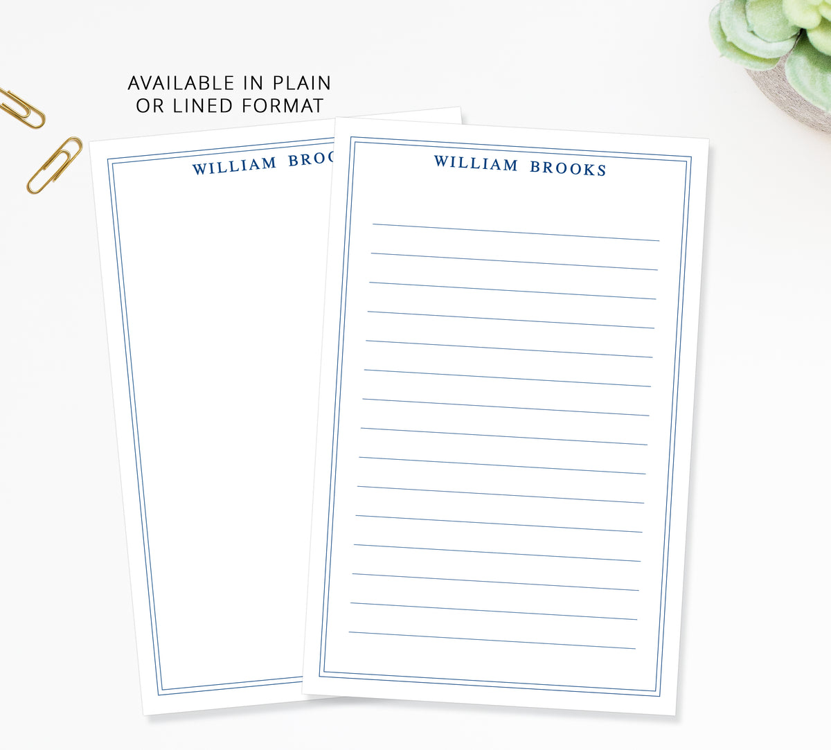 Personalized Bordered Notepad for Notes, Desk Pad for Business, Custom Stationary Gift for Him, Notepad Stationery Under 25