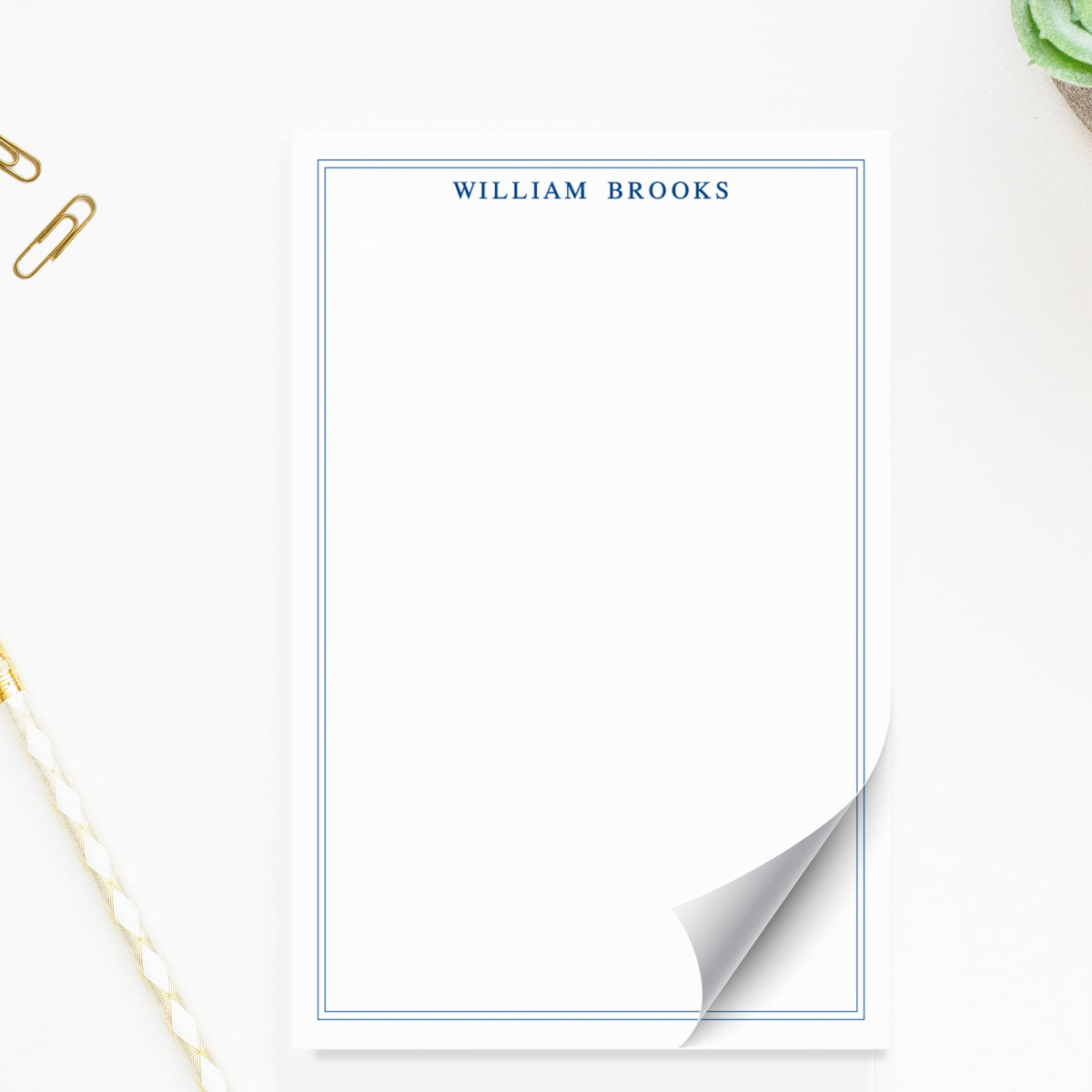 Personalized Bordered Notepad for Notes, Desk Pad for Business, Custom Stationary Gift for Him, Notepad Stationery Under 25