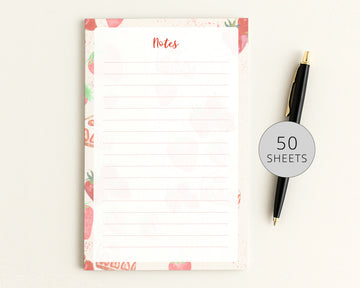 Simple Stationery Notepad To Do List, Strawberries Note with Lines for Organization