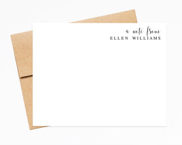 A Note From Personalized Stationery Modern Notecard for Him, Stationary Gift Set for Teacher, Calligraphy Flat Note From the Desk Of