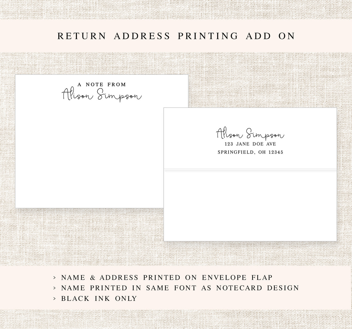 A Note From Calligraphy Script Personalized Stationery Card Design