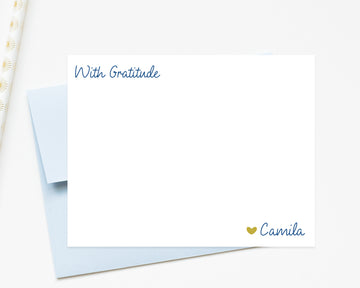Personalized With Gratitude Stationary Cards, Stationery with Envelopes Simple script Stationary for Gratitude Journal, Thankful Notes