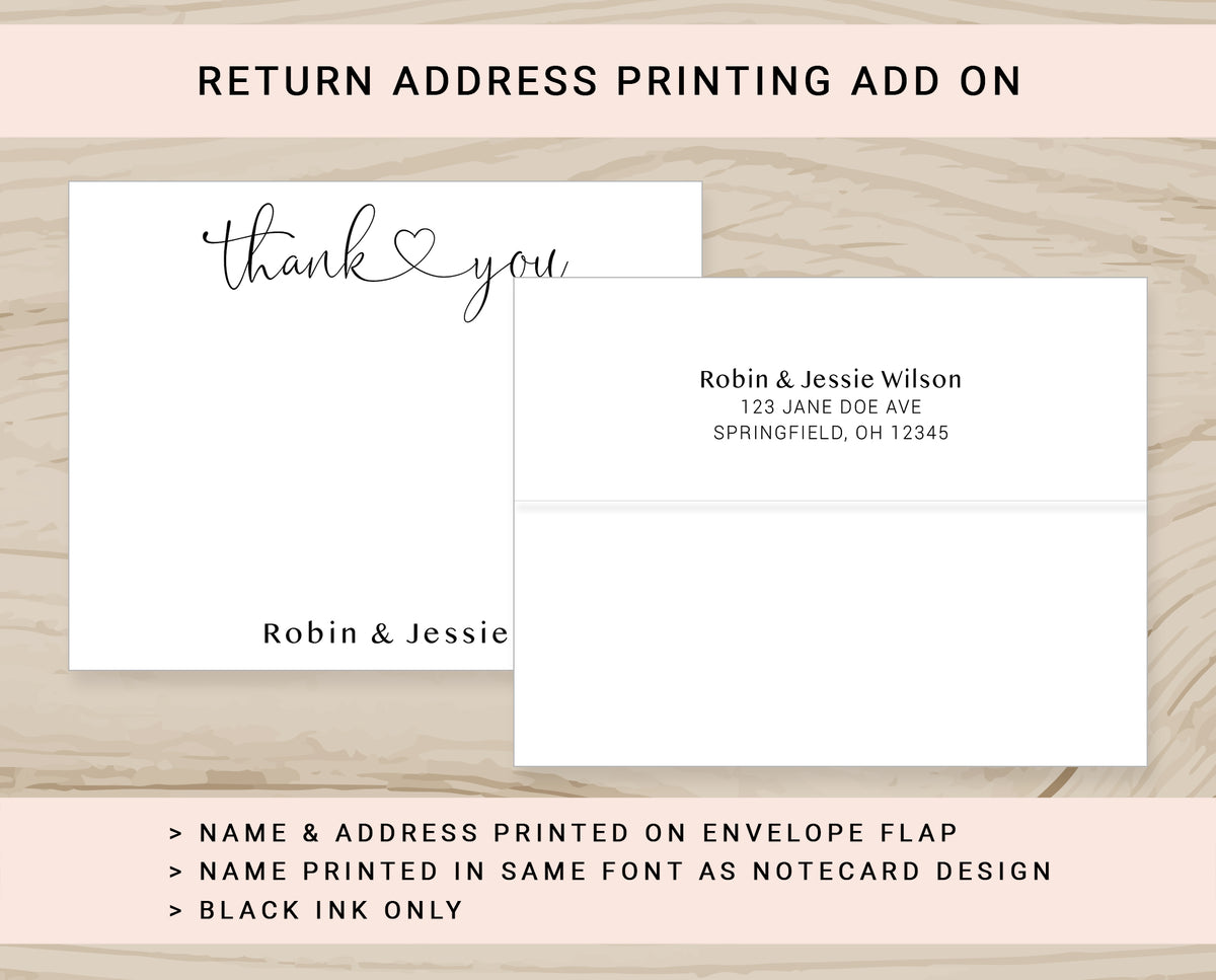 Personalized couple thank you card, Custom stationery gift set, Thank you notecards, Thanks stationery with heart, Personalized stationary