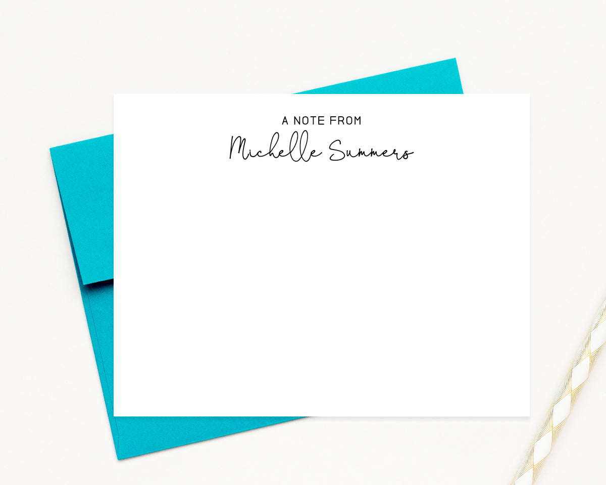 A note from personalized stationery, Simple script stationery set, Custom gift notecards, Hello note card with envelope, Thank you note