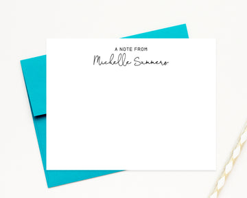 A note from personalized stationery, Simple script stationery set, Custom gift notecards, Hello note card with envelope, Thank you note